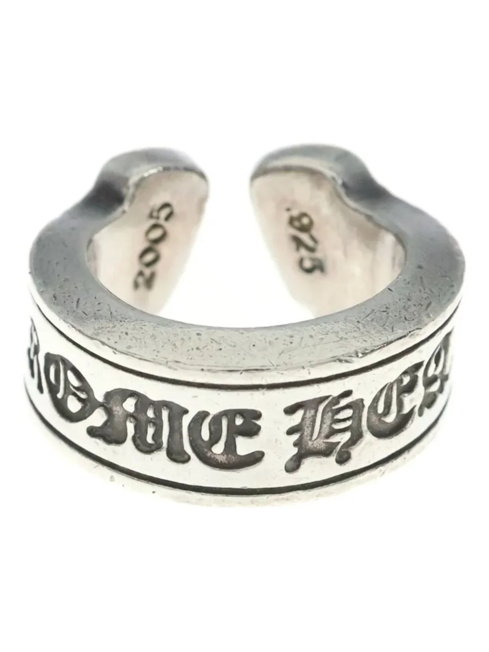 Chrome Hearts LG Scroll Label Large Ring Silver